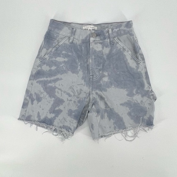 PacSun Tie Dyed Rough Hem Button Fly Cargo Jean Shorts Size 24 Women’s - Picture 1 of 6